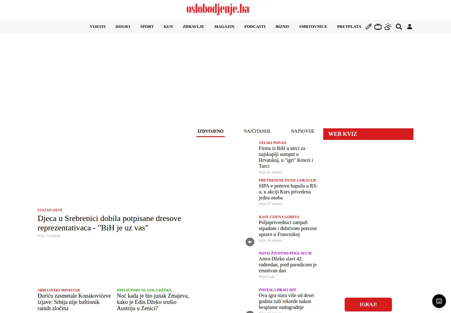 Screenshot of oslobodjenje.ba