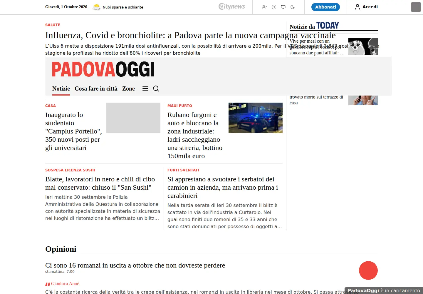 Screenshot of padovaoggi.it