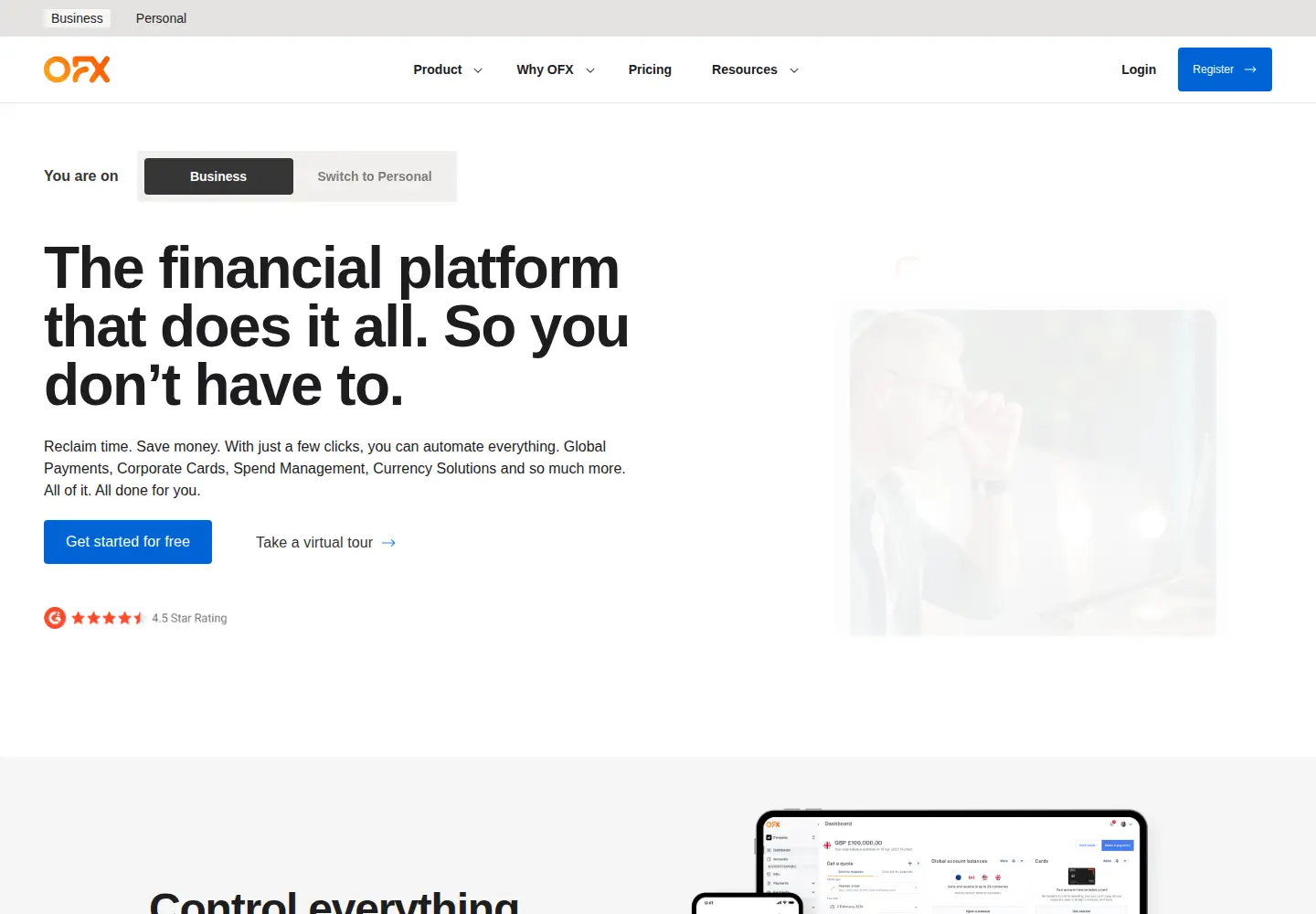 Screenshot of ofx.com