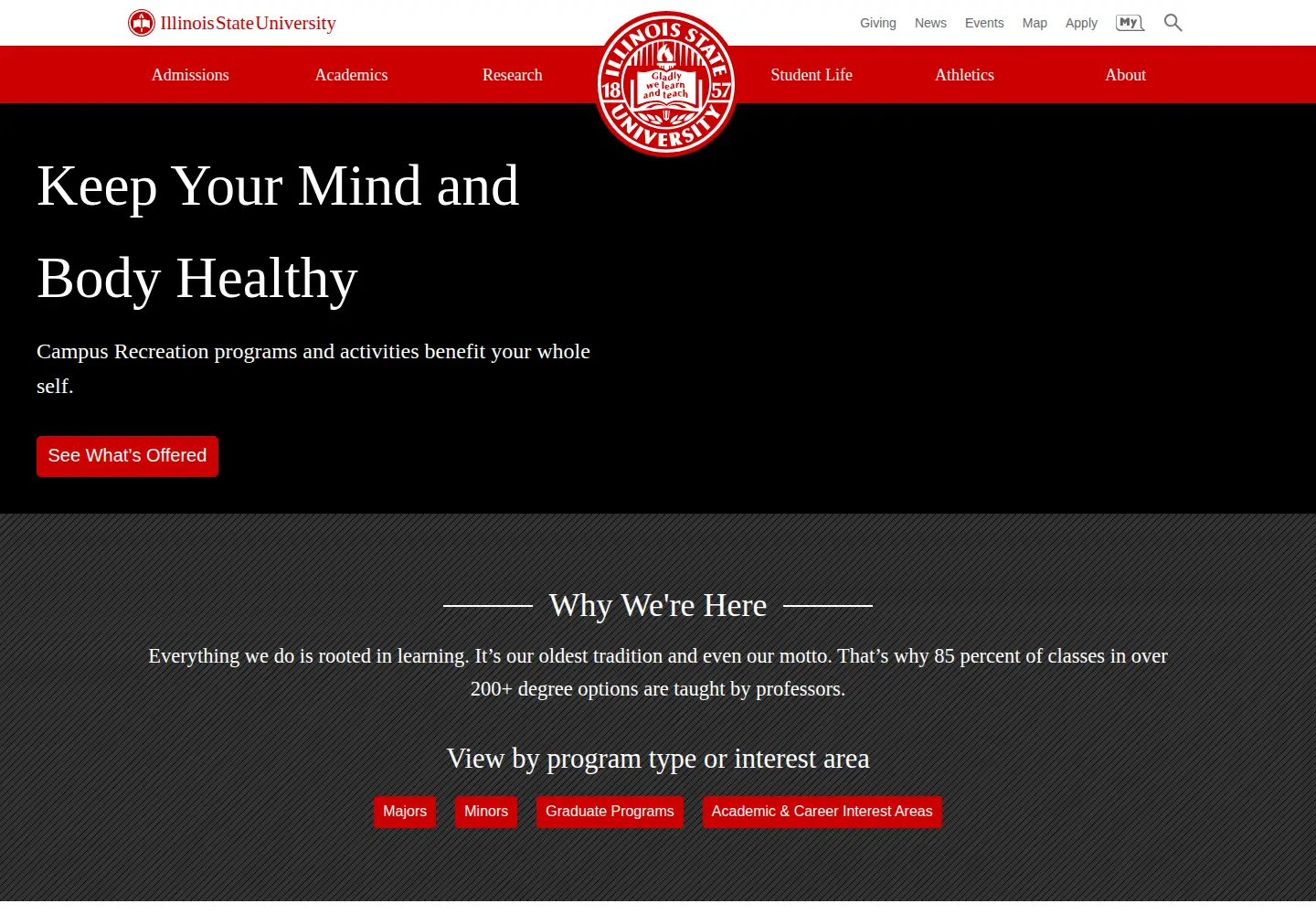 Screenshot of ilstu.edu