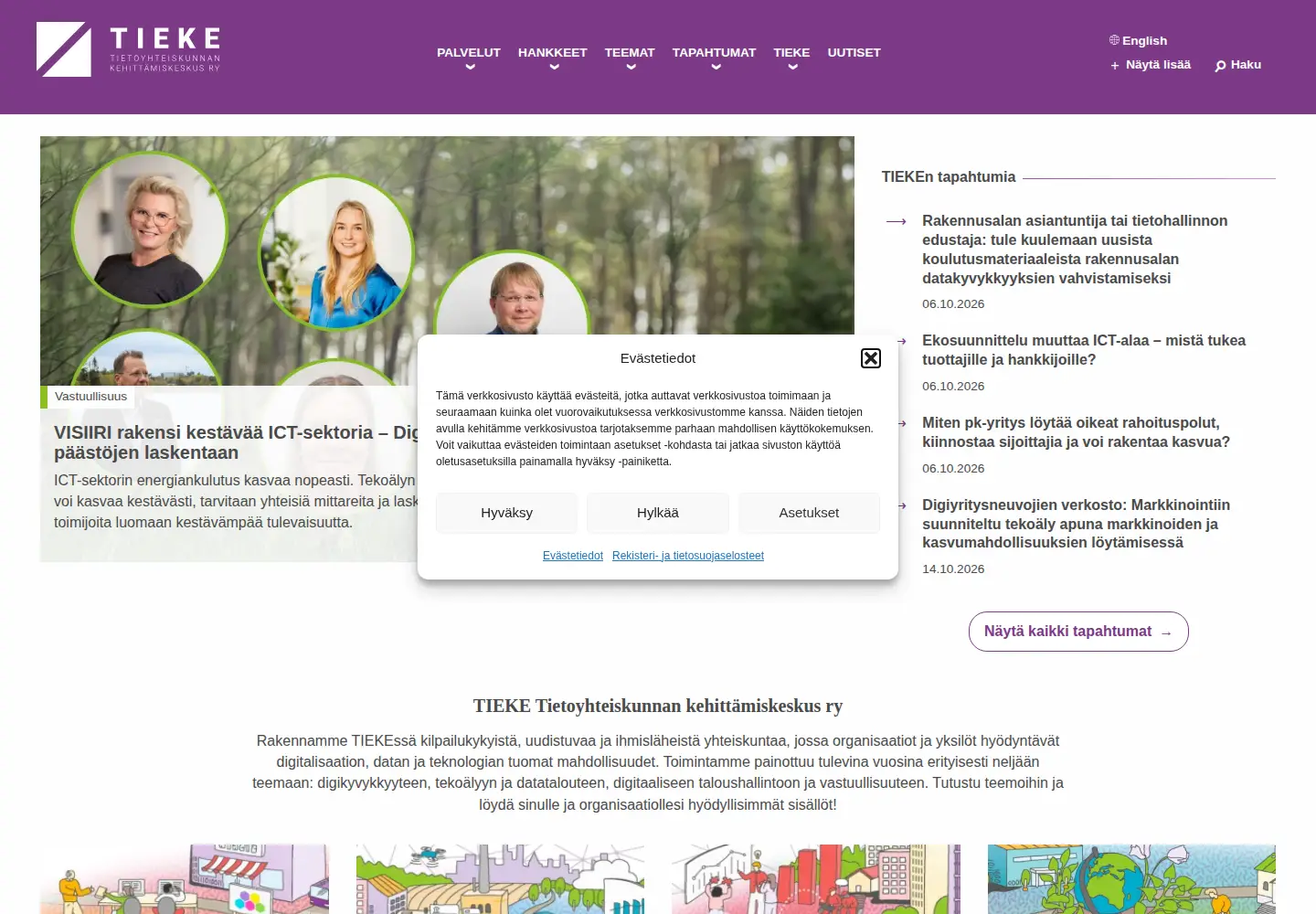 Screenshot of tieke.fi