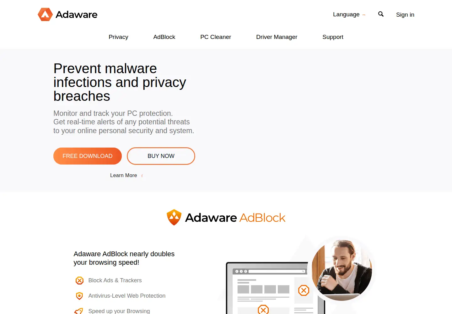 Screenshot of adaware.com