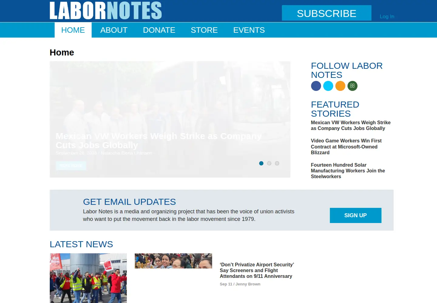 Screenshot of labornotes.org