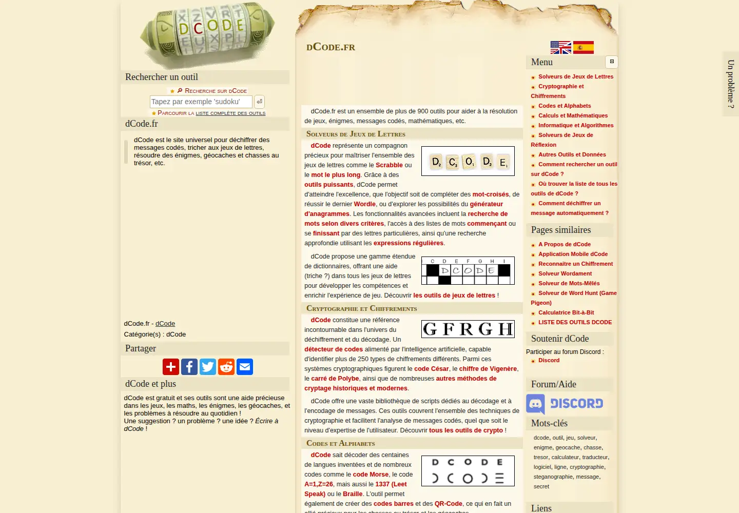 Screenshot of dcode.fr