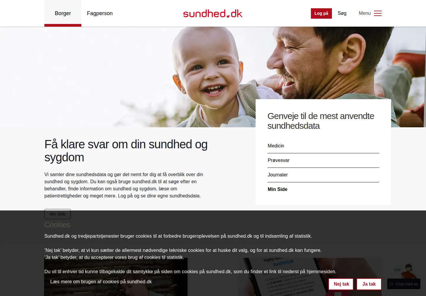 Screenshot of sundhed.dk