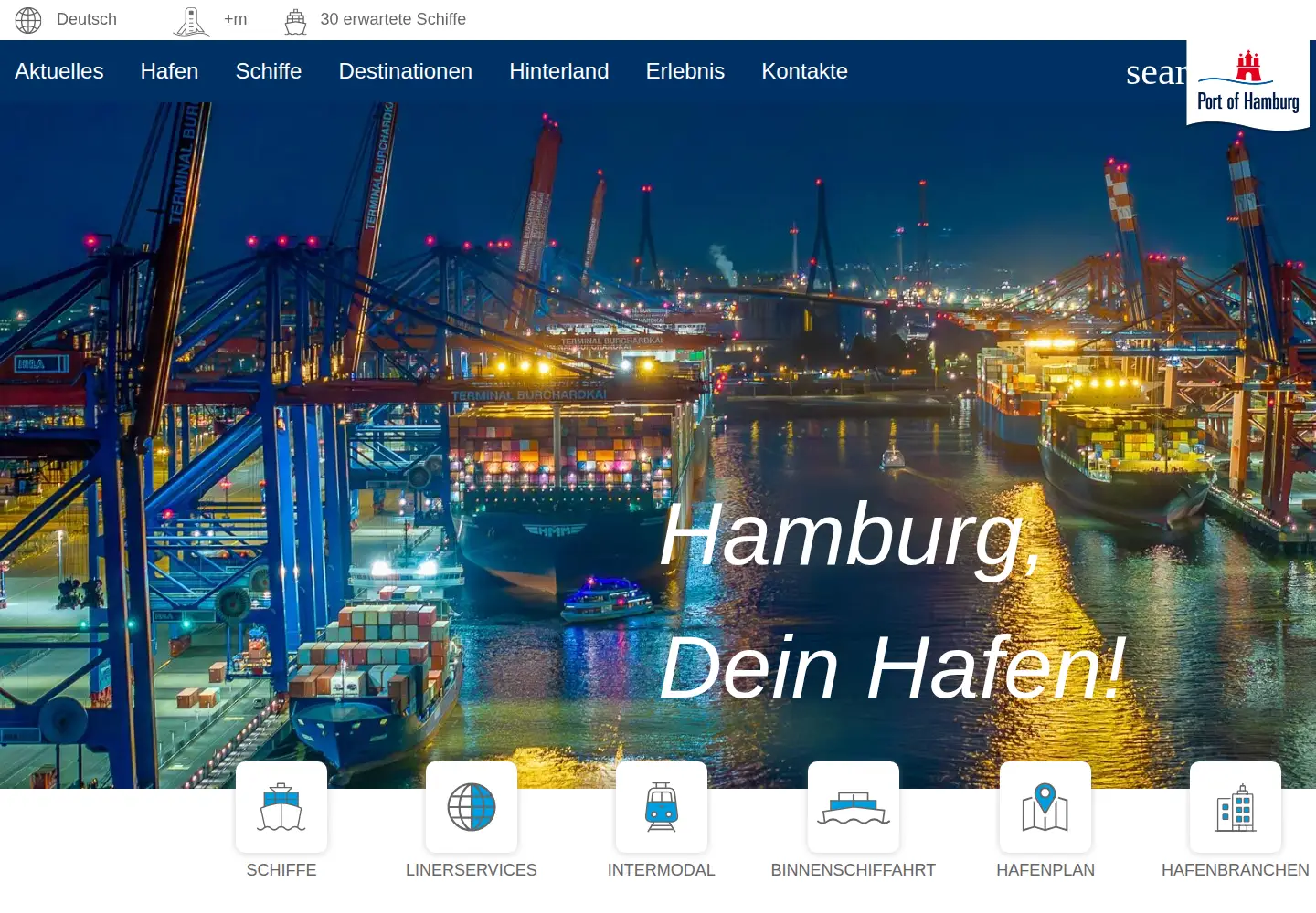 Screenshot of hafen-hamburg.de