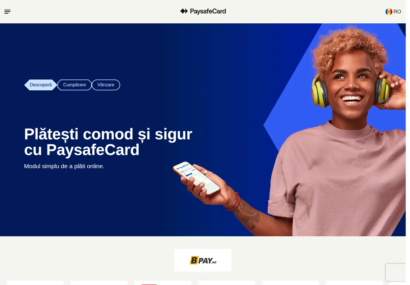 Screenshot of paysafecard.com