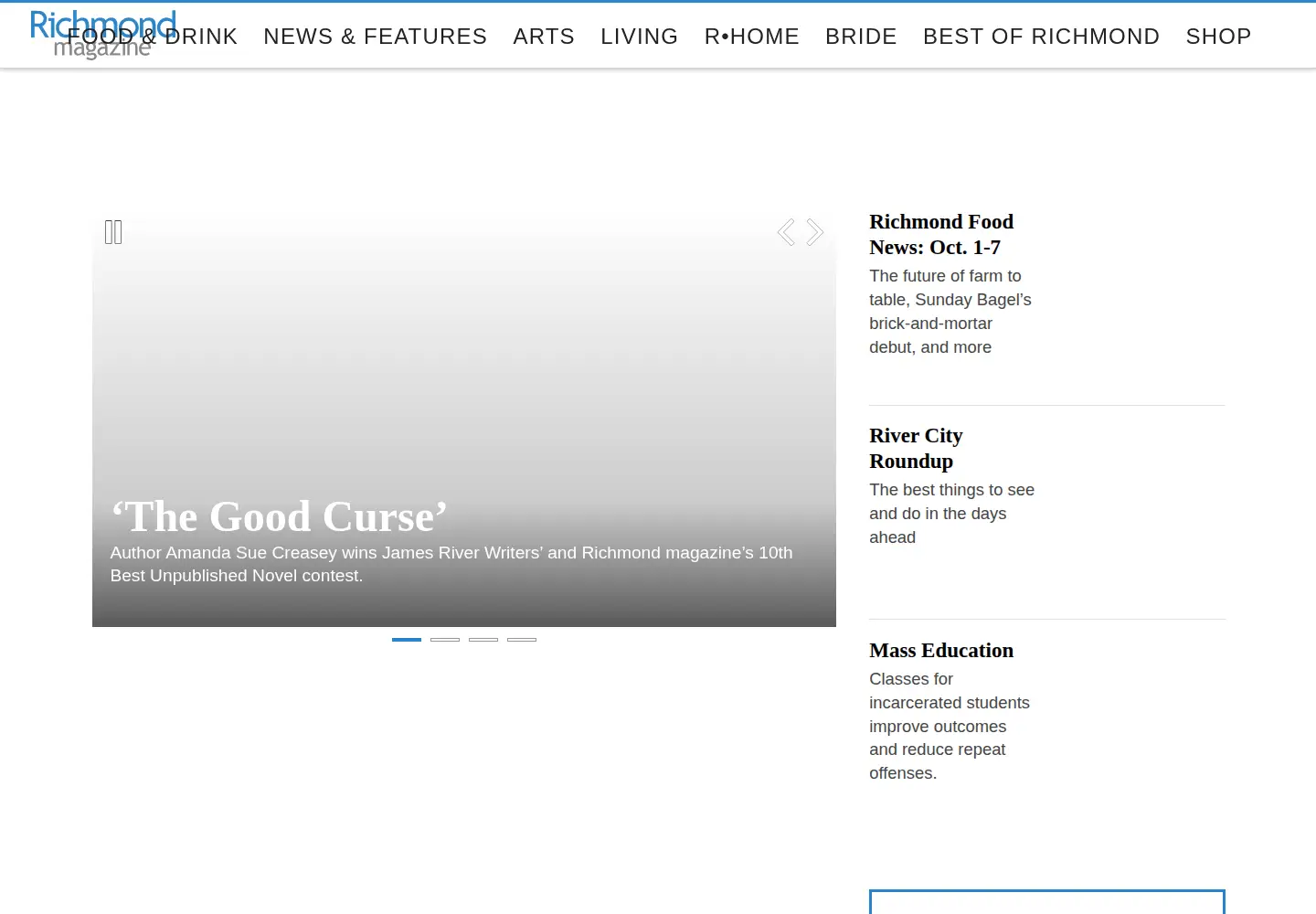 Screenshot of richmondmagazine.com