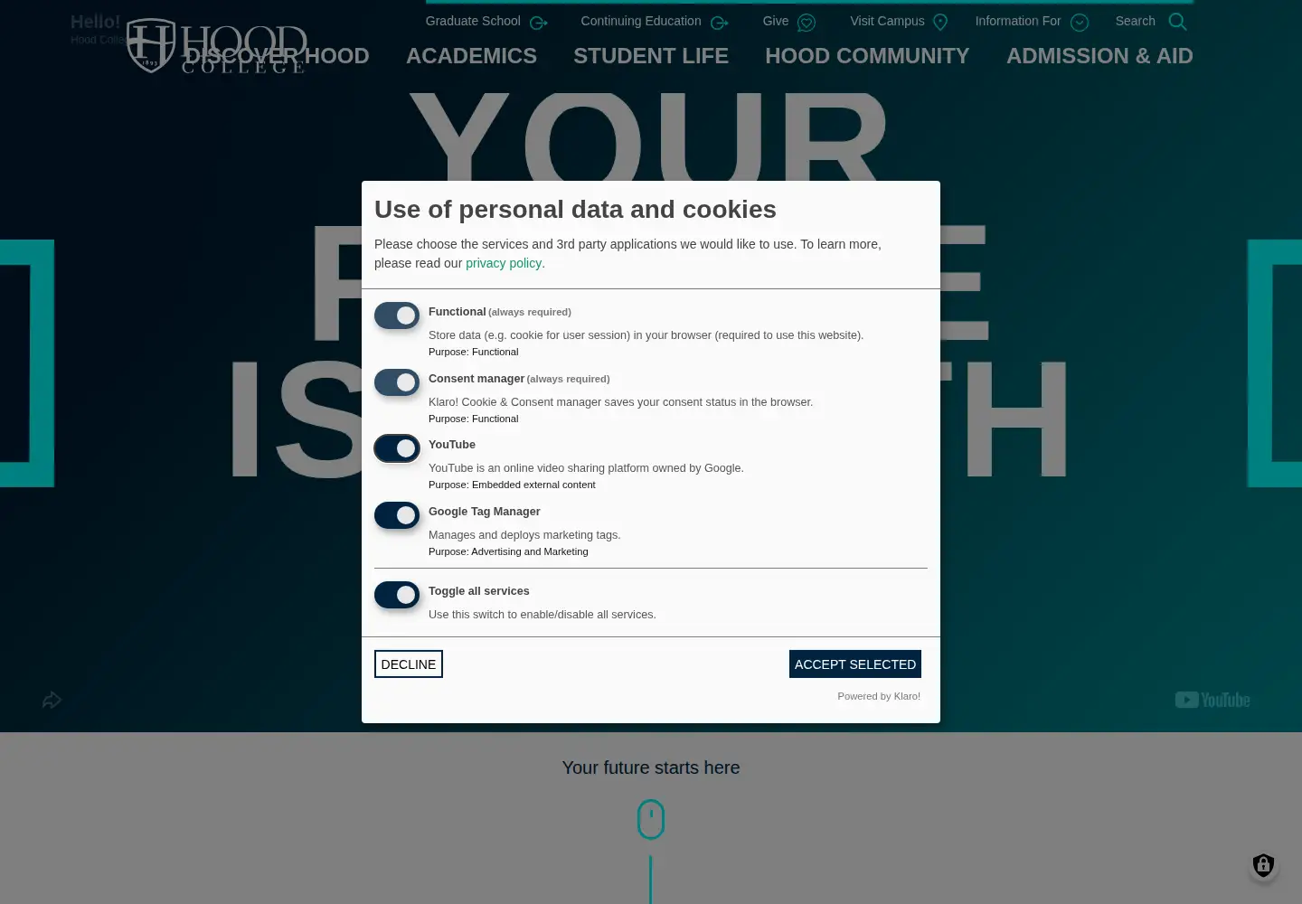 Screenshot of hood.edu