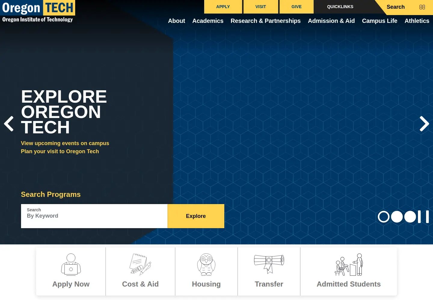 Screenshot of oit.edu