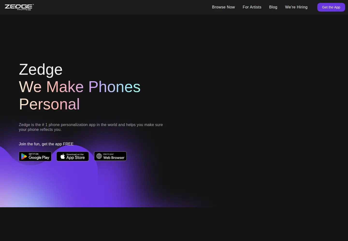 Screenshot of zedge.net