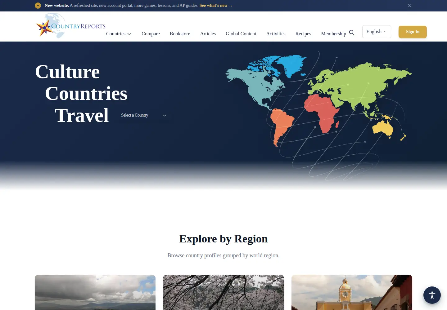 Screenshot of countryreports.org