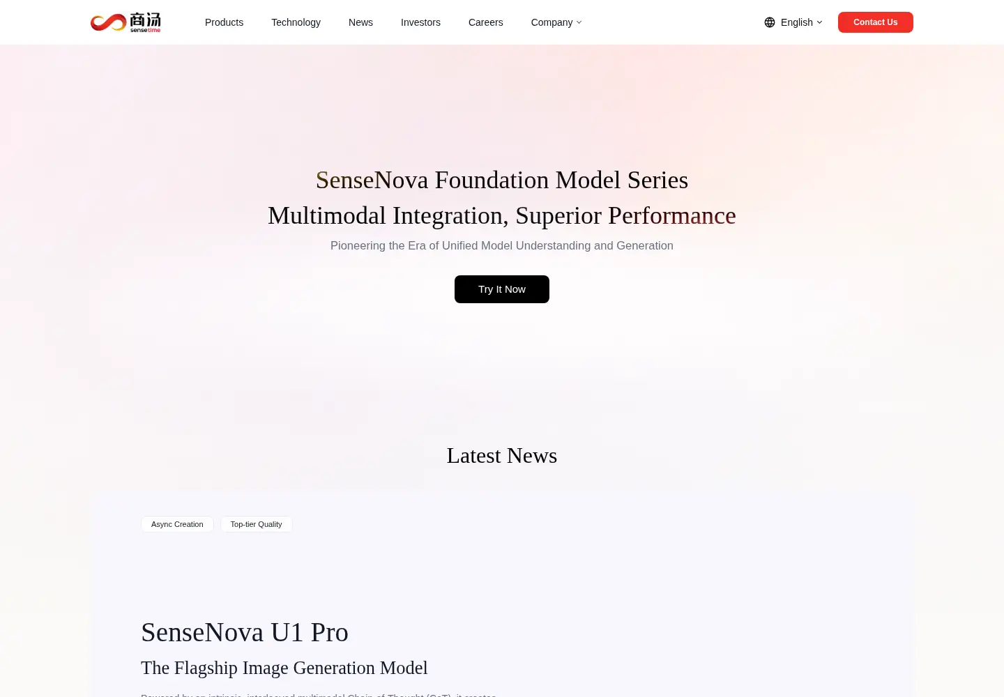 Screenshot of sensetime.com