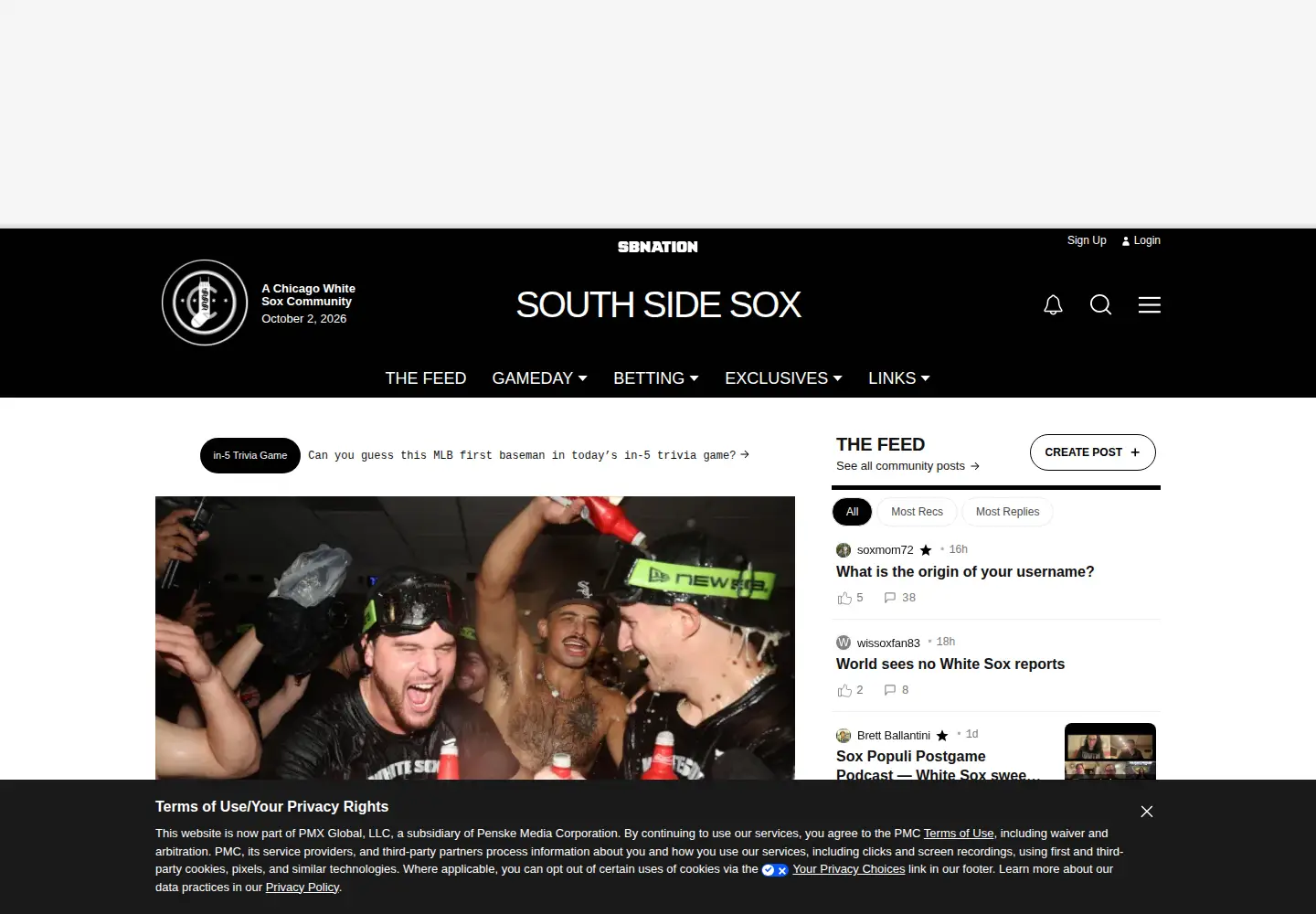 Screenshot of southsidesox.com
