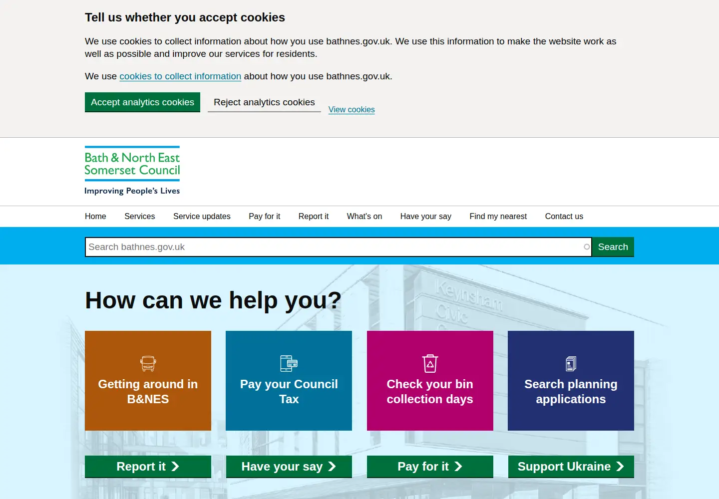 Screenshot of bathnes.gov.uk