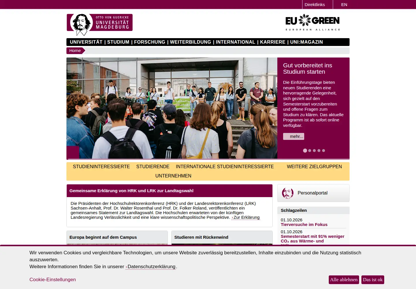 Screenshot of uni-magdeburg.de