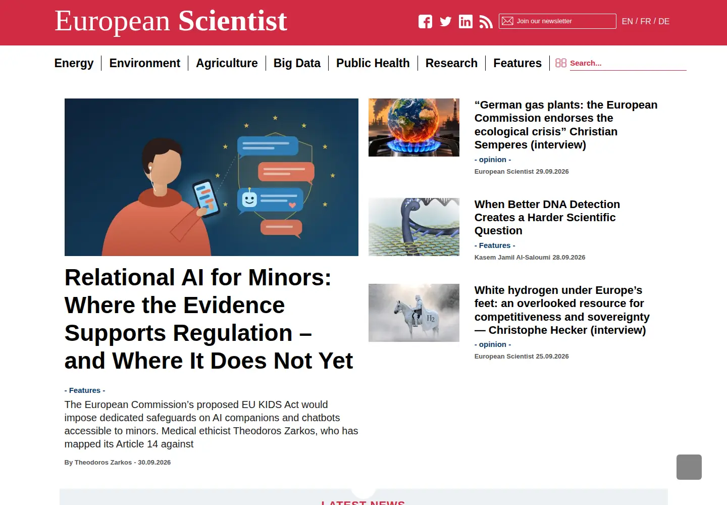 Screenshot of europeanscientist.com