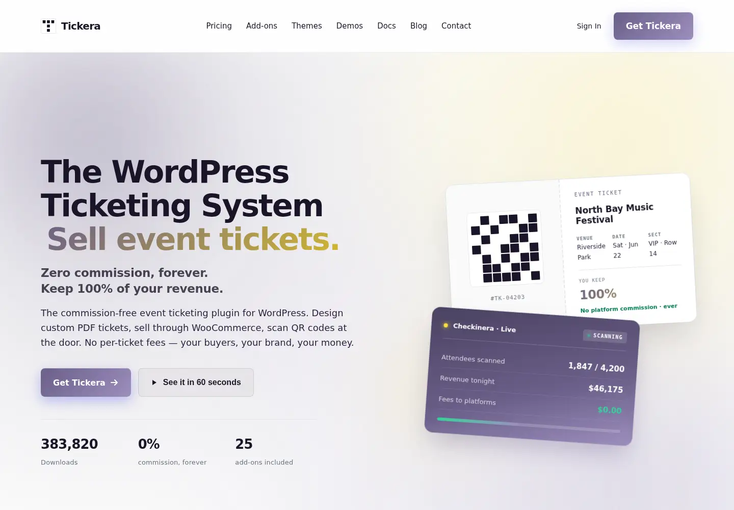 Screenshot of tickera.com