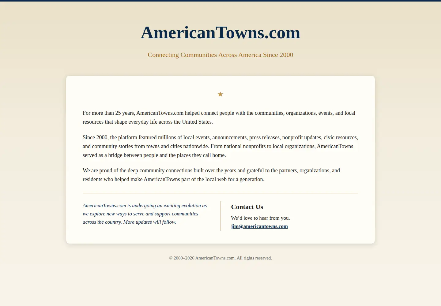 Screenshot of americantowns.com