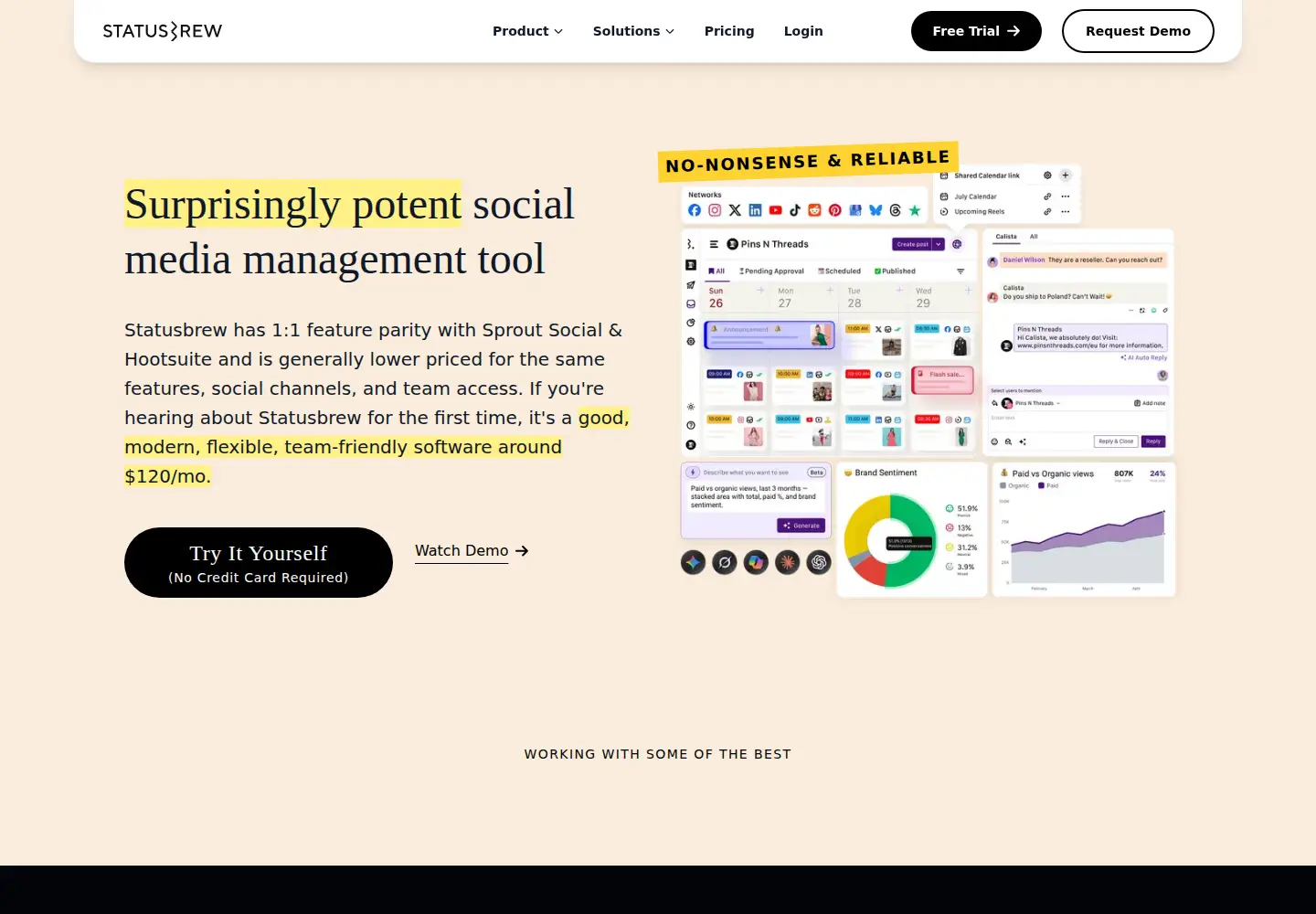 Screenshot of statusbrew.com