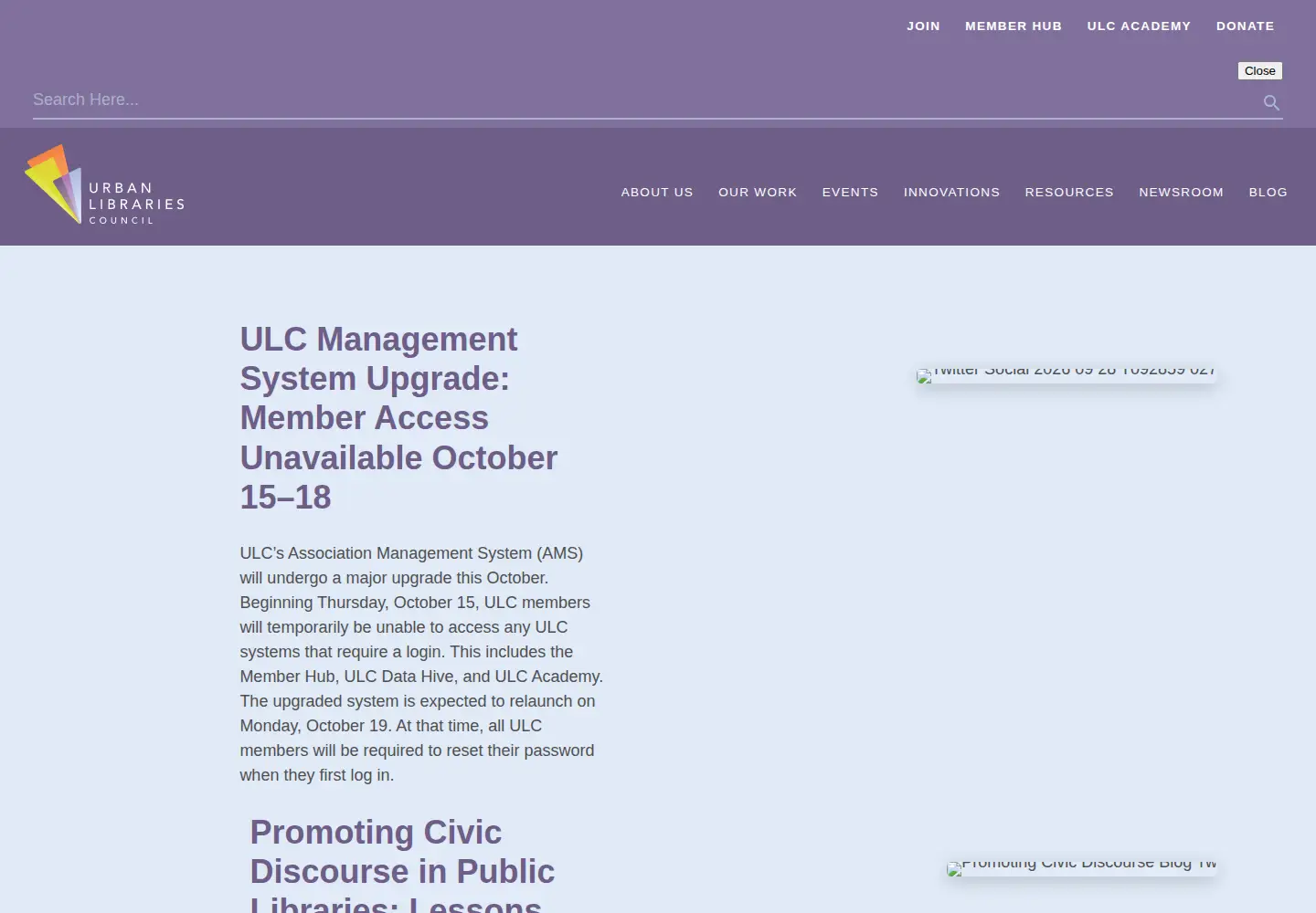 Screenshot of urbanlibraries.org