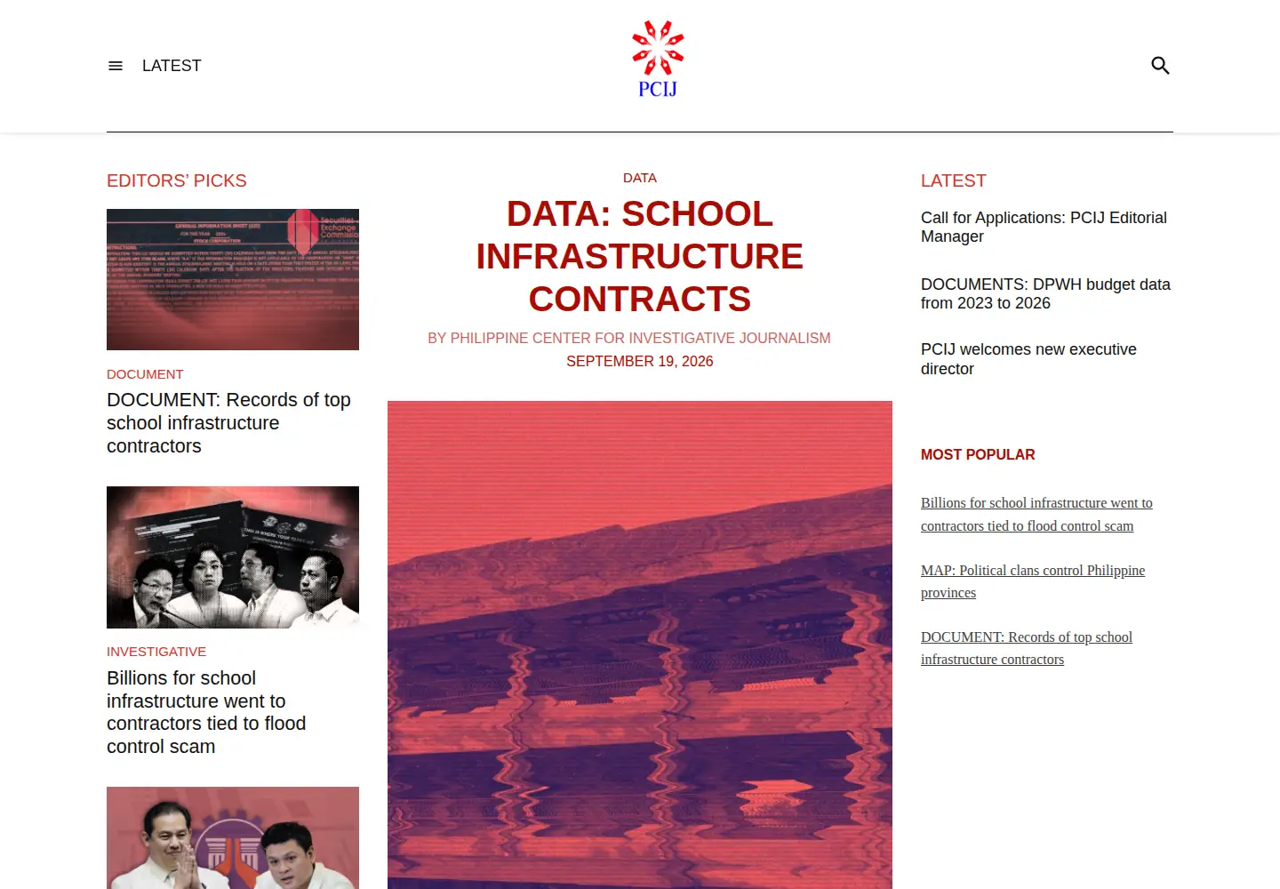 Screenshot of pcij.org