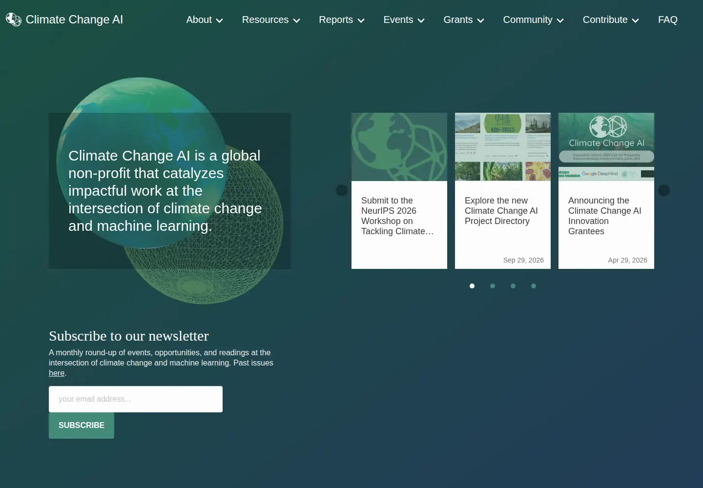 Screenshot of climatechange.ai