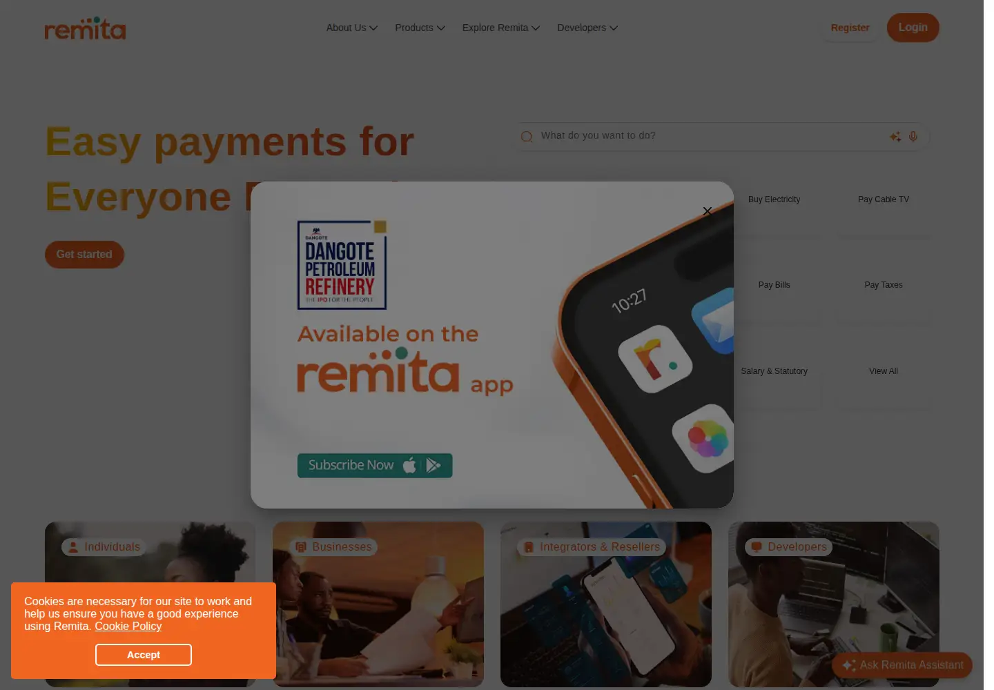 Screenshot of remita.net