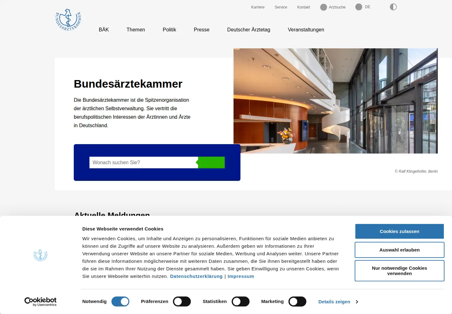 Screenshot of bundesaerztekammer.de