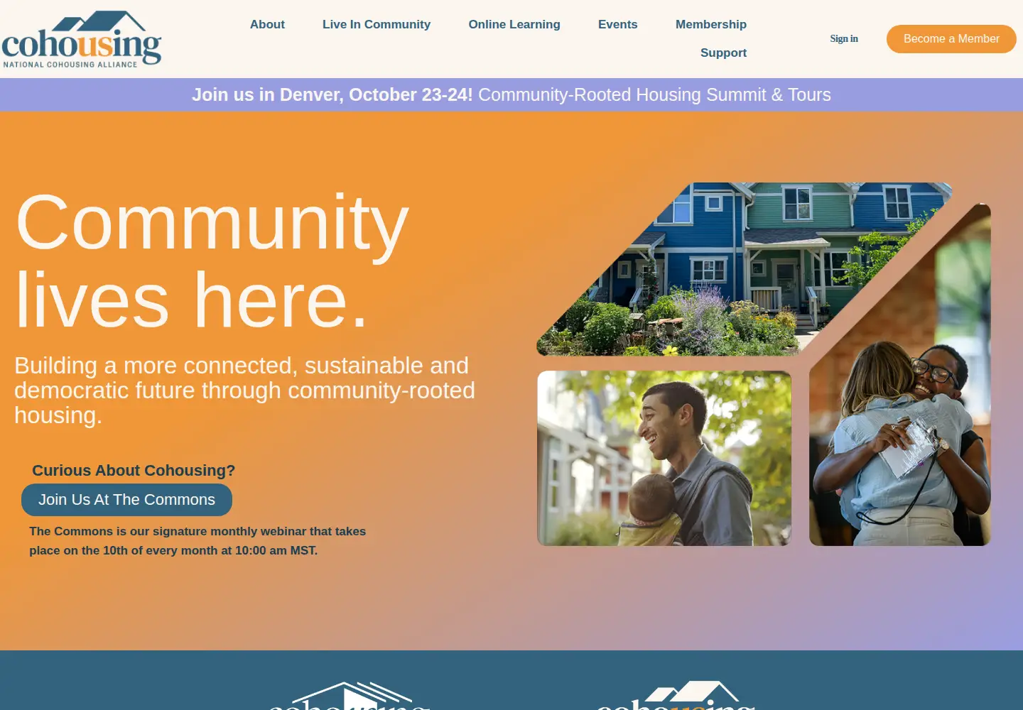 Captured homepage of cohousing.org in the current scan