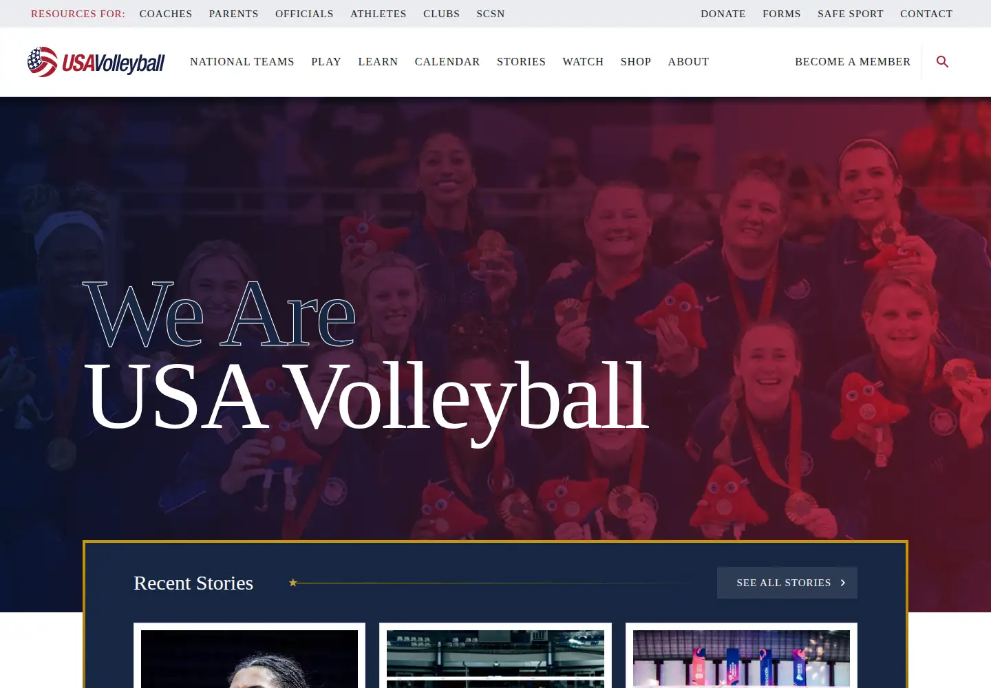 Screenshot of usavolleyball.org