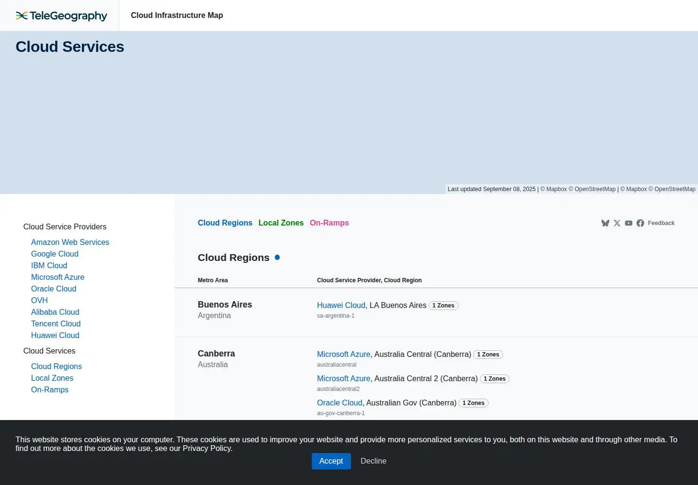 Screenshot of cloudinfrastructuremap.com