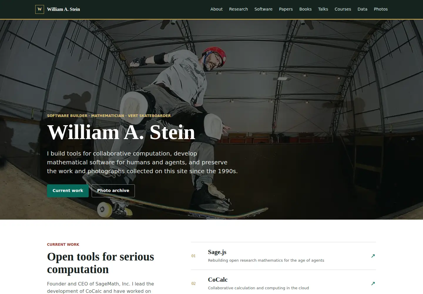 Screenshot of wstein.org