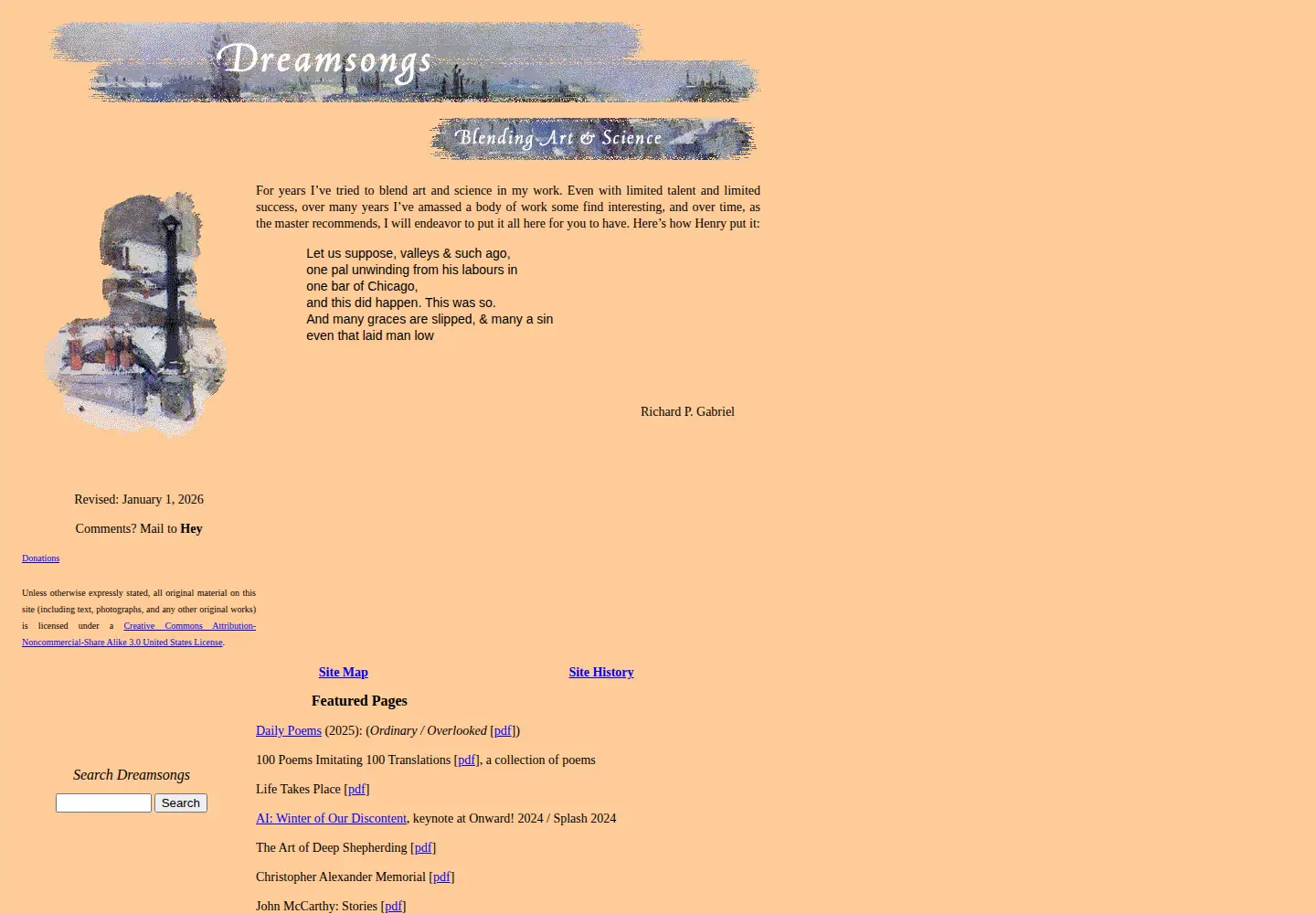Screenshot of dreamsongs.com