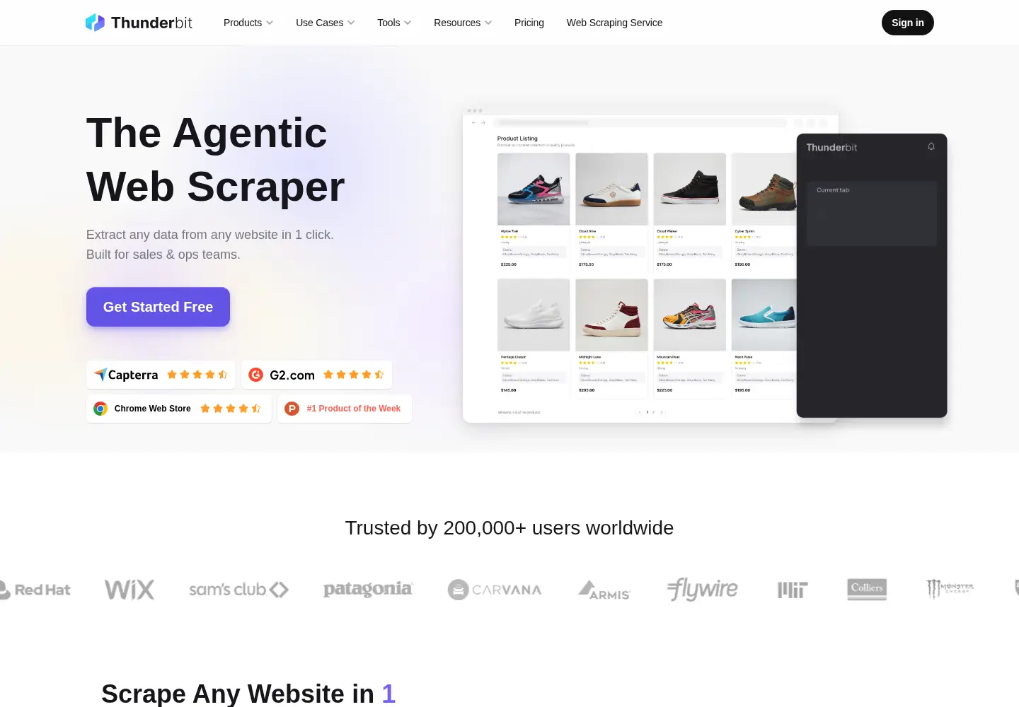Screenshot of thunderbit.com