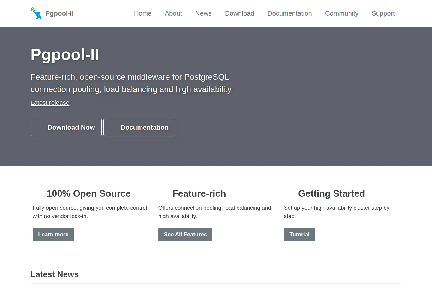 Screenshot of pgpool.net