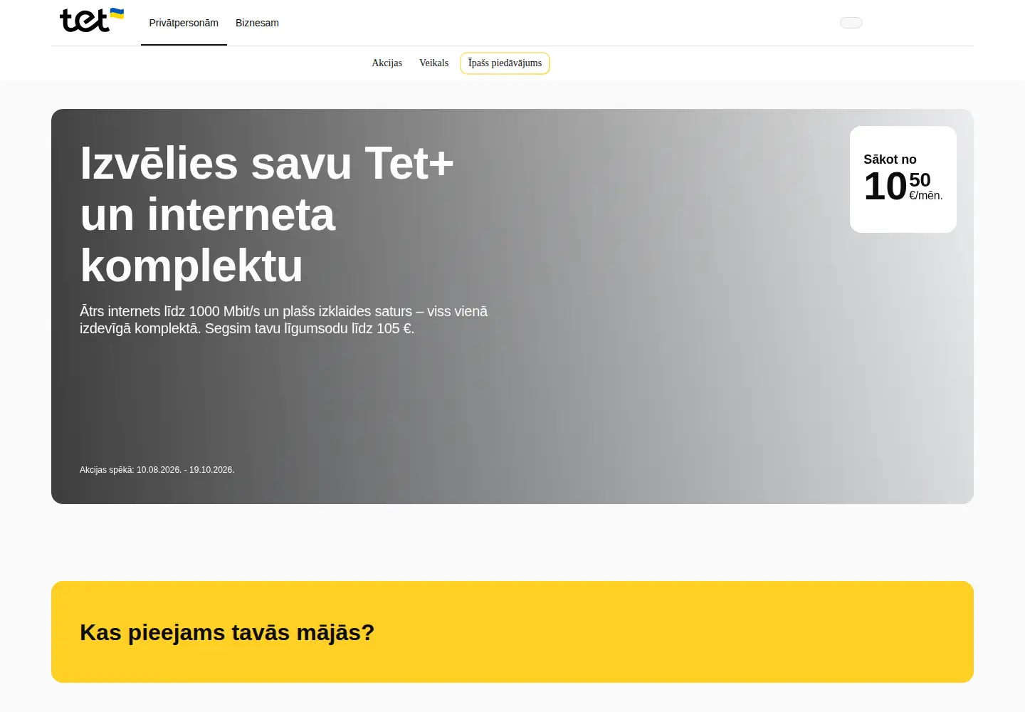 Screenshot of tet.lv