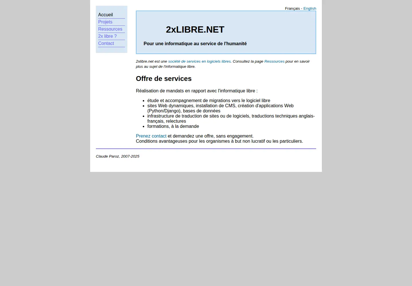 Screenshot of 2xlibre.net