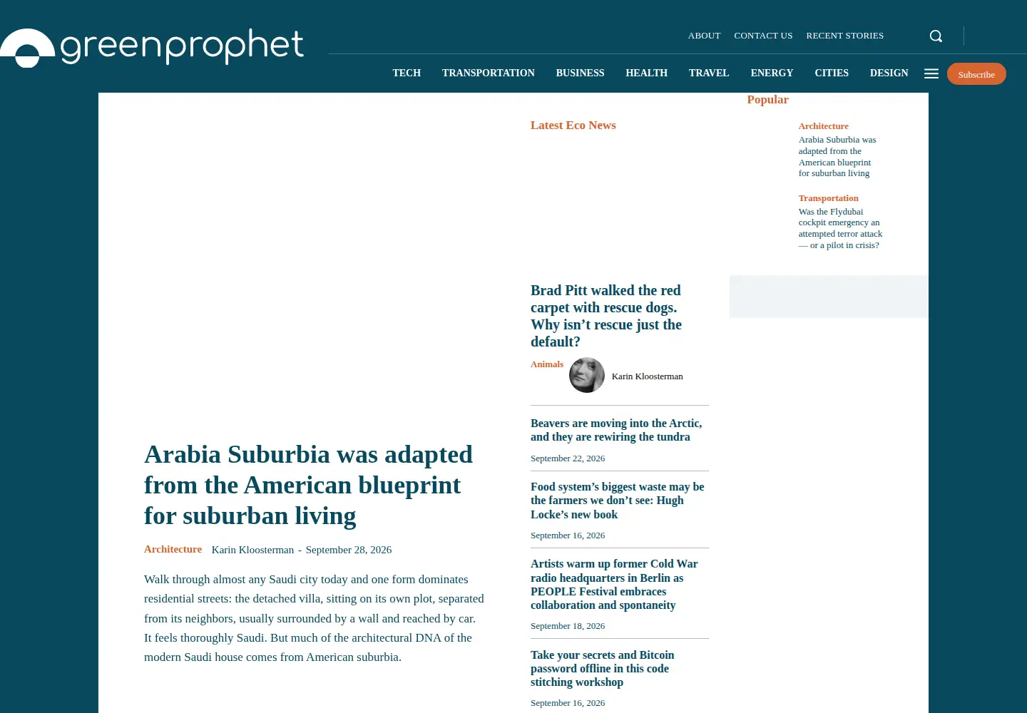 Screenshot of greenprophet.com