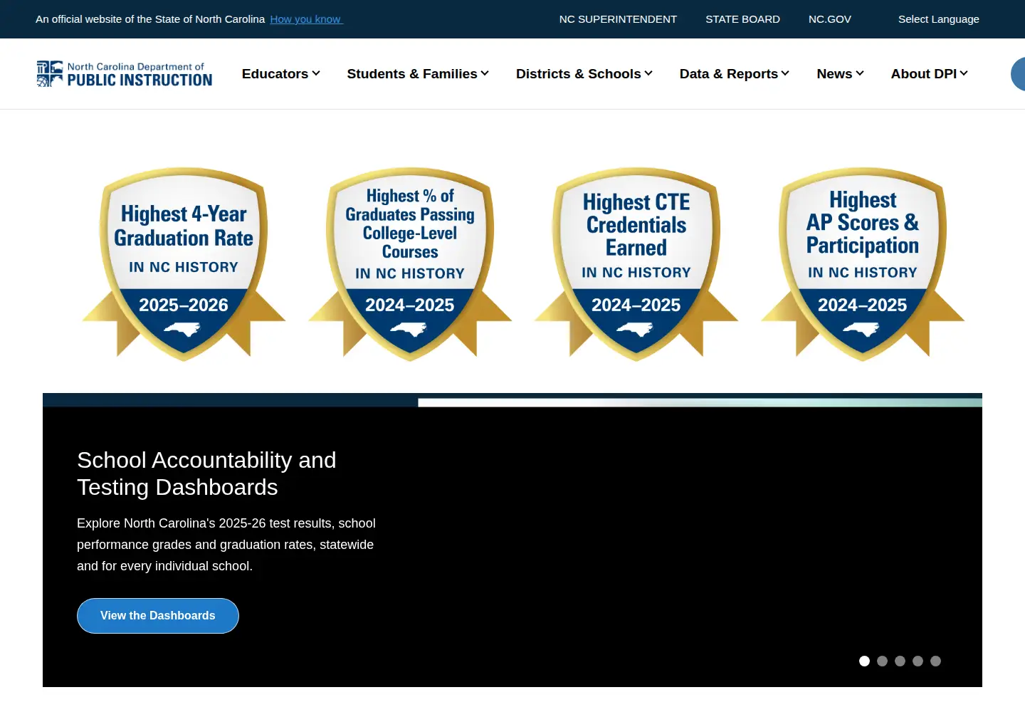 Screenshot of ncpublicschools.org
