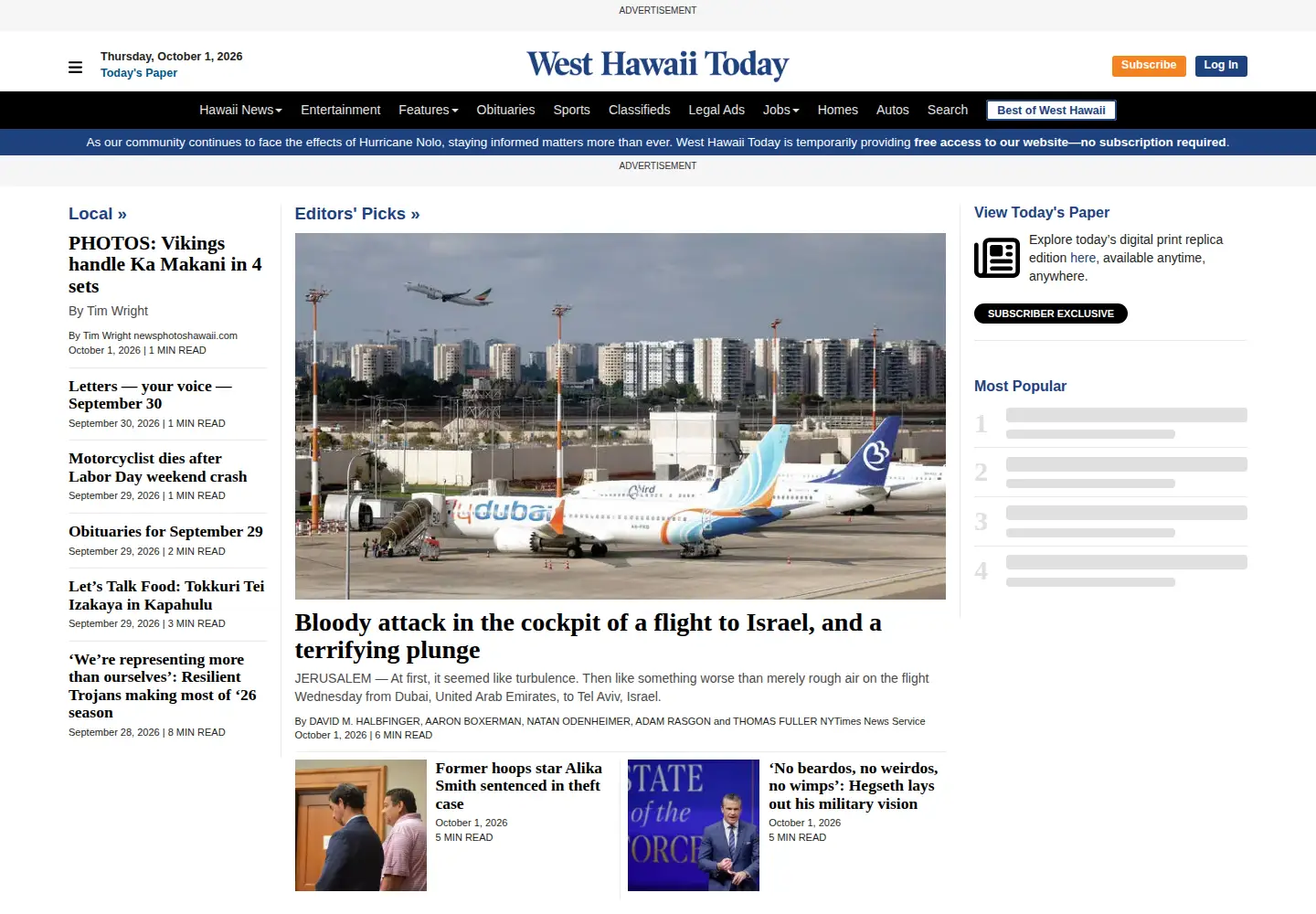 Screenshot of westhawaiitoday.com