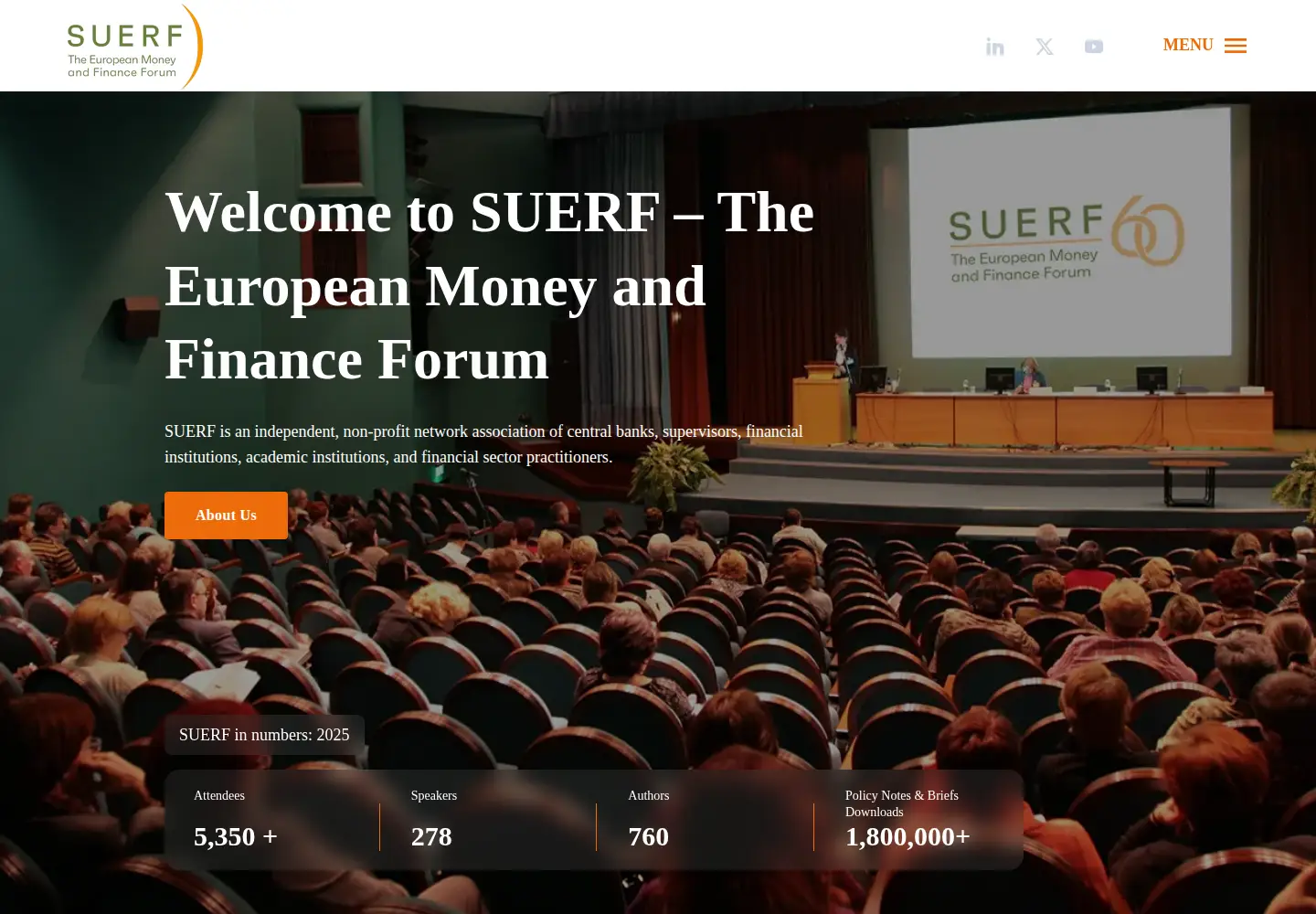 Captured homepage of suerf.org in the current scan