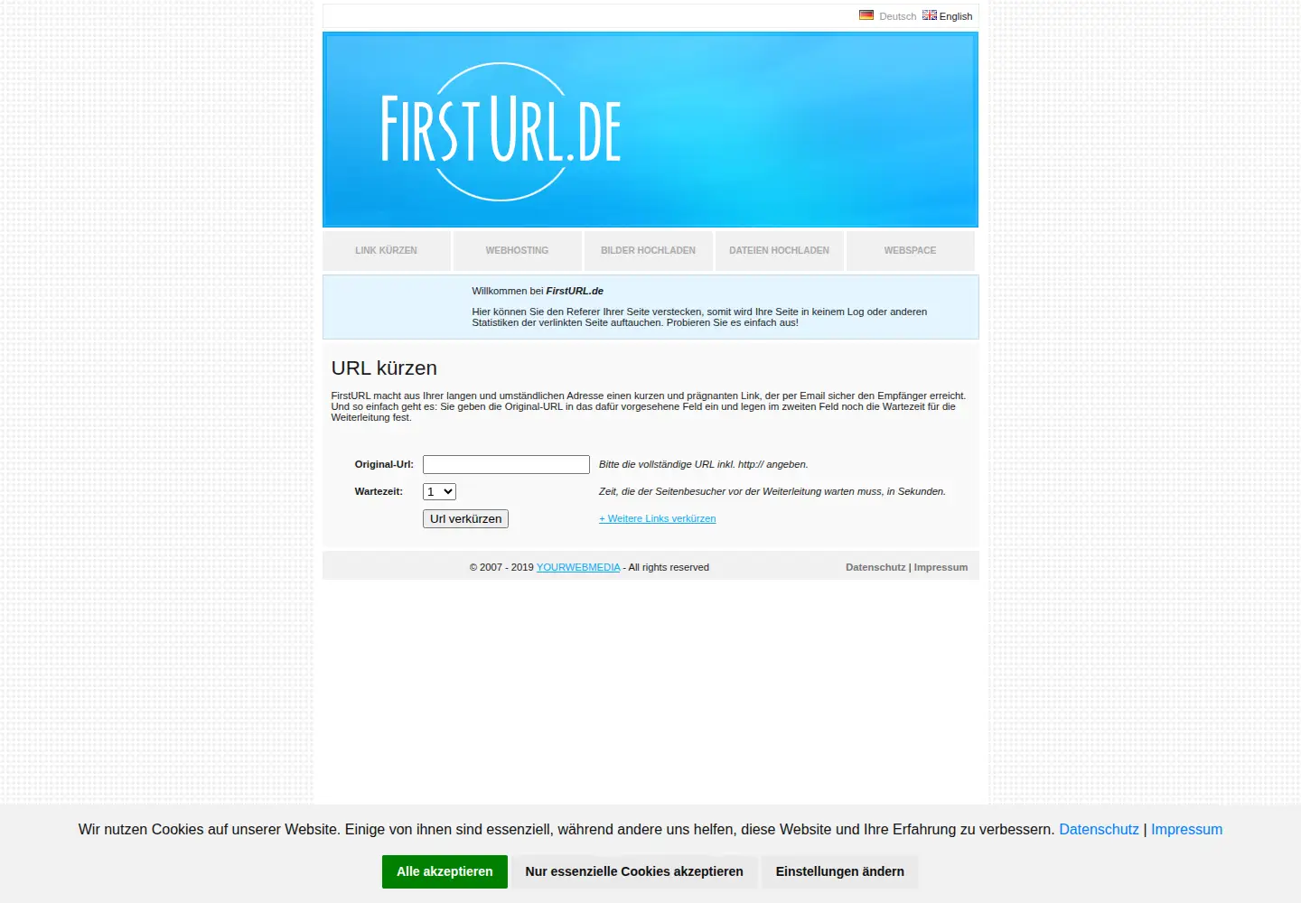 Screenshot of firsturl.de