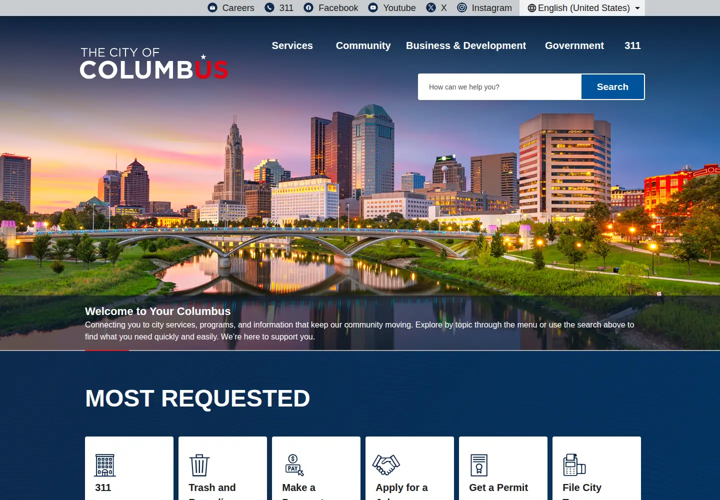 Screenshot of columbus.gov
