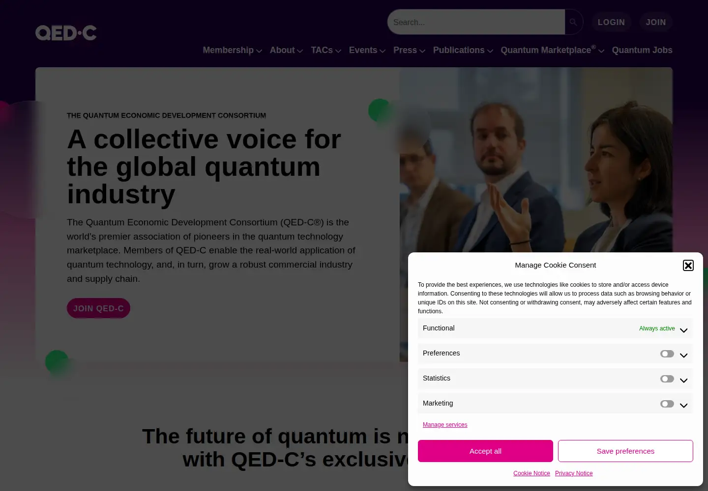 Captured homepage of quantumconsortium.org in the current scan