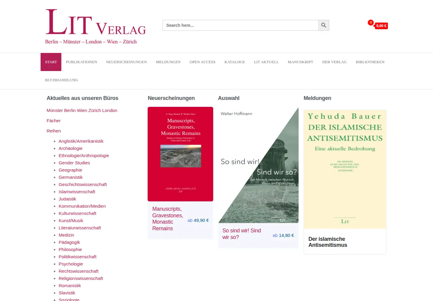 Screenshot of lit-verlag.de