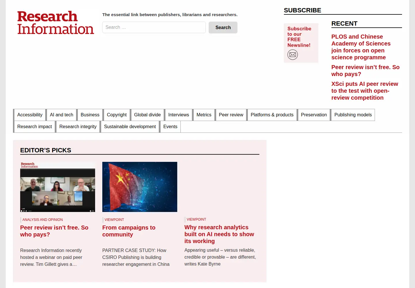 Screenshot of researchinformation.info