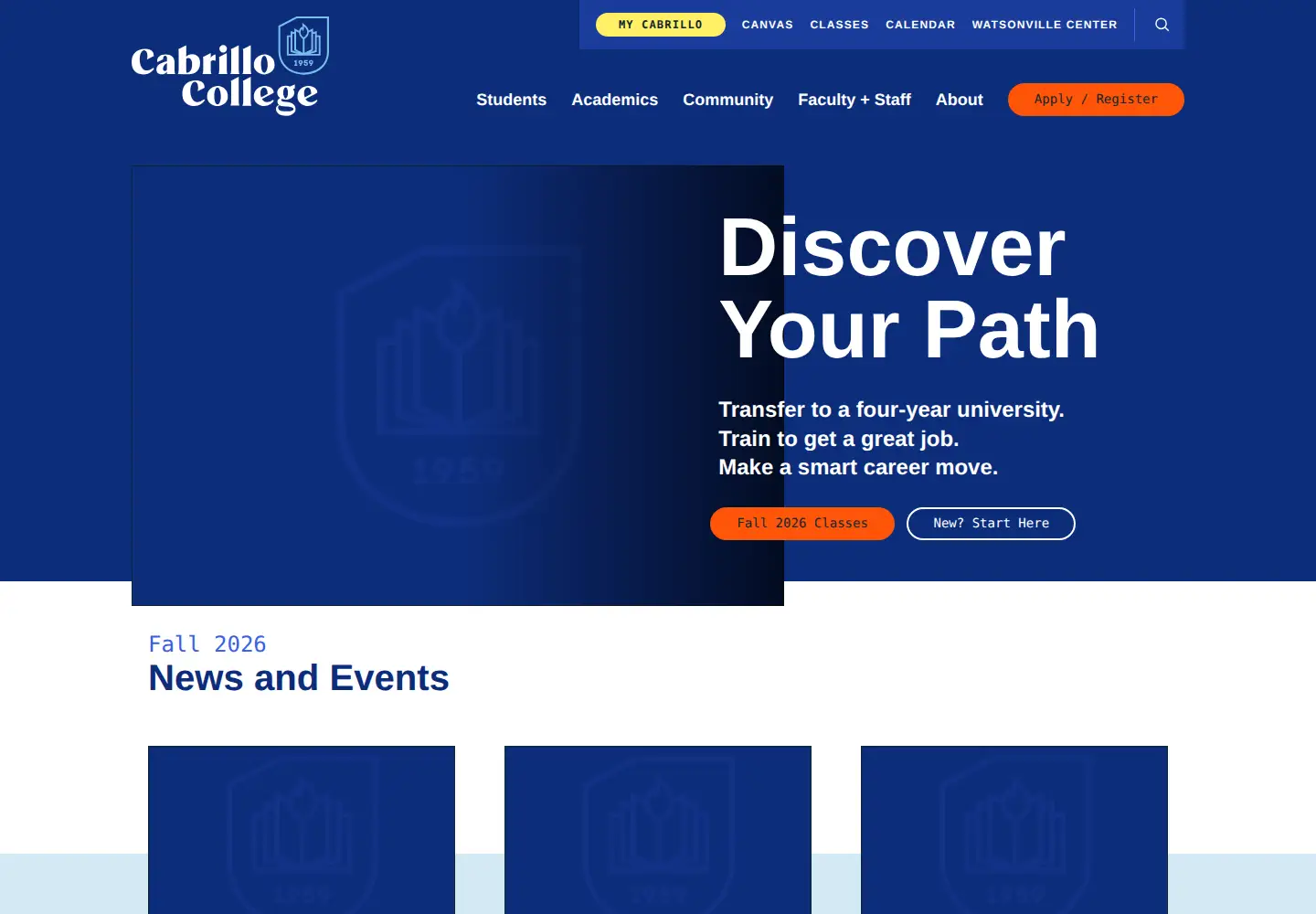 Screenshot of cabrillo.edu