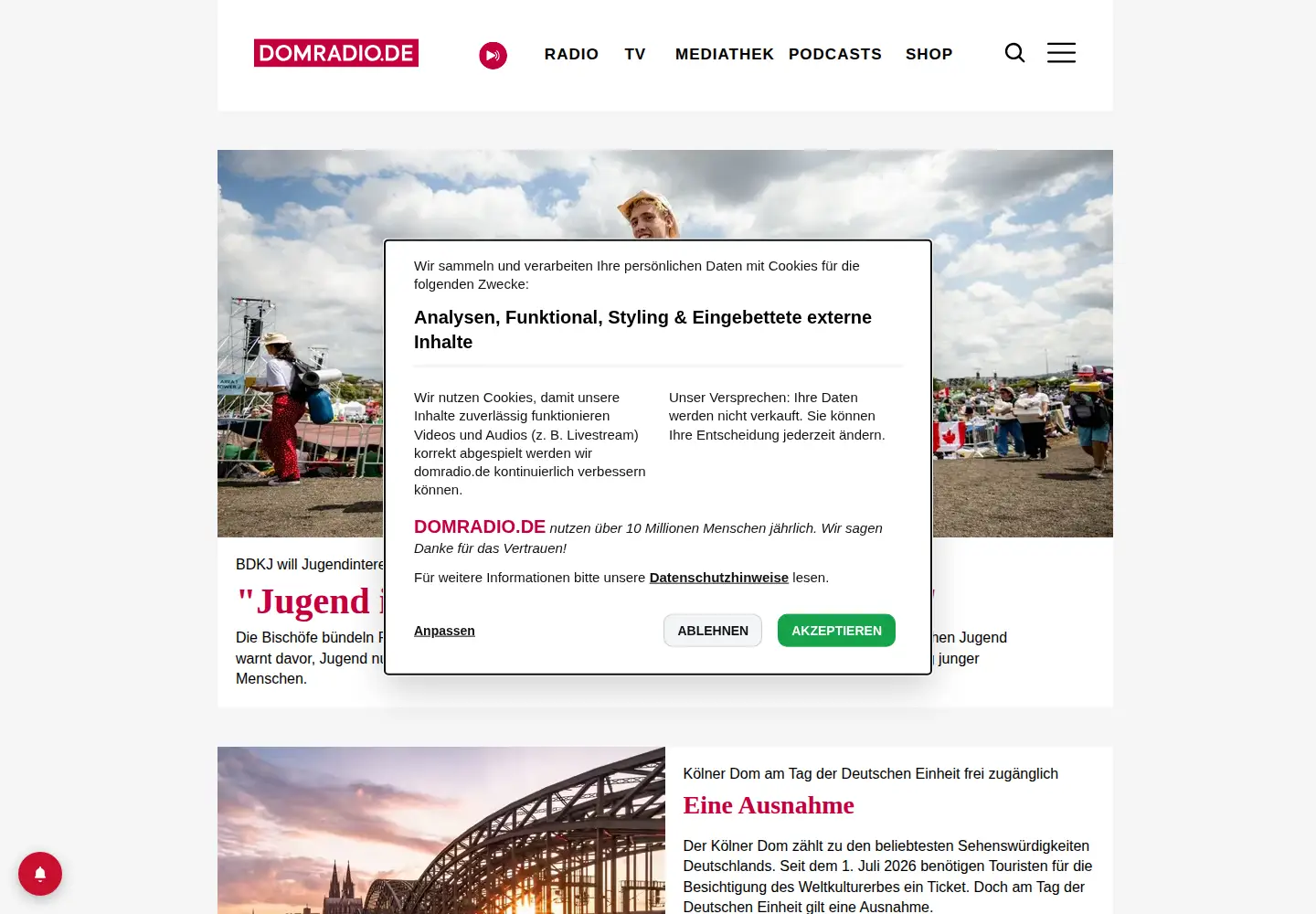 Screenshot of domradio.de