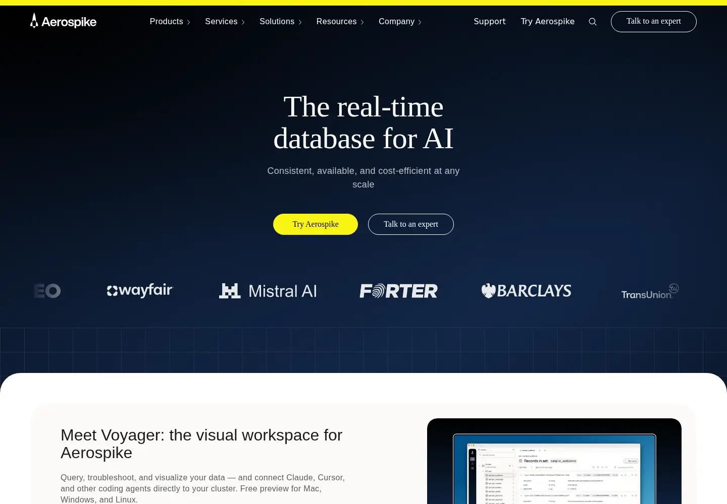 Screenshot of aerospike.com
